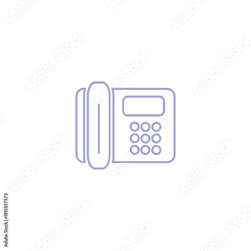 Iconic illustration of a purple landline telephone representing communication and contact