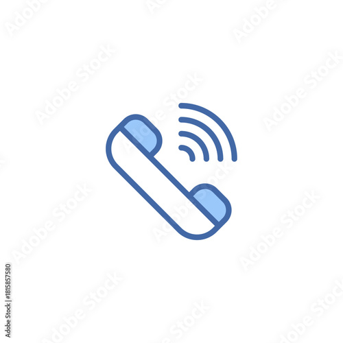 Ringing phone handset vector graphic. A minimal line icon representing an incoming call
