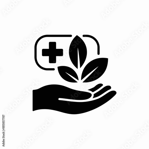 Natural Health Care Icon, Alternative Medicine, Holistic Healing, Herbal Medicine, Natural Remedy, Wellness Icon, Eco Health, Green Pharmacy, Plant Medicine, Nature Healing, Organic Care, Health Leaf,