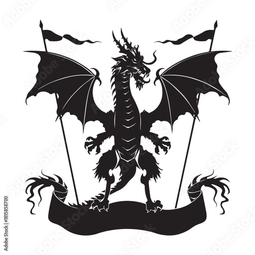 dragon on a black background winning simble