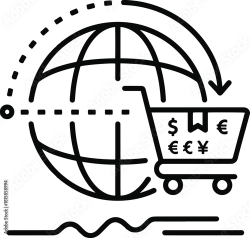Navigate global commerce with ease using this modern icon, perfect for illustrating e-commerce, international business, and worldwide trade solutions