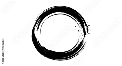 A black ink brushstroke forming a Zen Enso circle on a white background, symbolizing infinity and enlightenment.