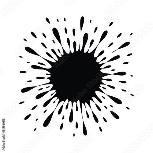 Black ink splash isolated on, creating a dynamic and abstract design element perfect for adding a touch of artistry to any project