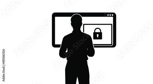 Securing Digital Information Swiftly A Person Engages with a Computer Screen Featuring a Padlock Icon, Emphasizing Quick Online Data Protection and Privacy