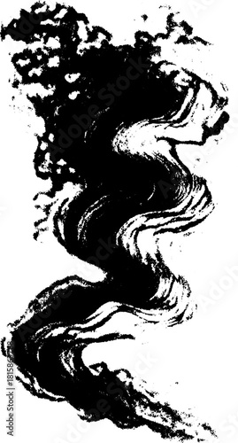 Black and white abstract illustration with smooth flowing strokes. This vector art features a wavy texture ideal for modern design.