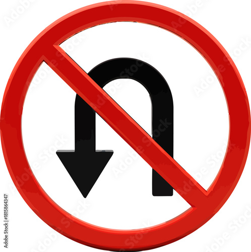 No U-Turn Sign - Traffic Regulation and Directional Restriction.