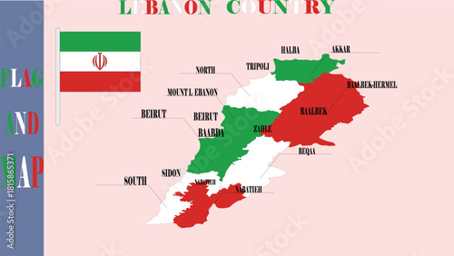 Very big size lebanon political map illustration