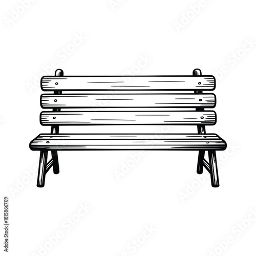 Handdrawn sketch of a wooden park bench isolated on, perfect for adding a touch of rustic charm to your designs and illustrations