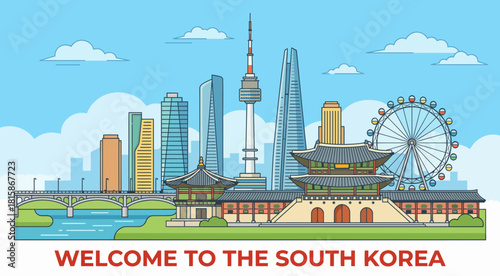 Stunning South Korean Skyline Featuring Ancient Temples and Modern Towers