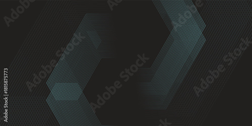 Dynamic turquoise neon hexagonal lines form a striking geometric pattern on a black background, evoking modern technology, futuristic design, and digital aesthetics