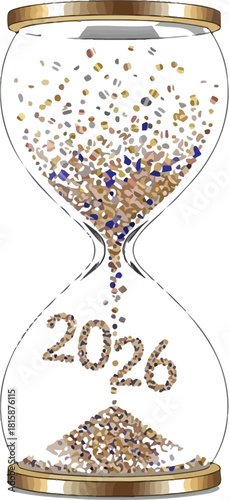 Hourglass showing 2026 with sand running out symbolizing time running out fast