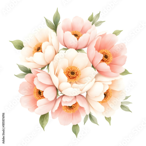Watercolor Peony Wedding Ceremony Decor Clipart with Blush, Dusty Rose, Ivory Florals and Transparent Background – Romantic Aisle and Arch Elements