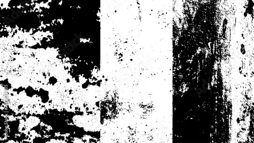 Grunge texture overlay with black and white contrast. This distressed vector illustration features layered splatters and unique patterns.