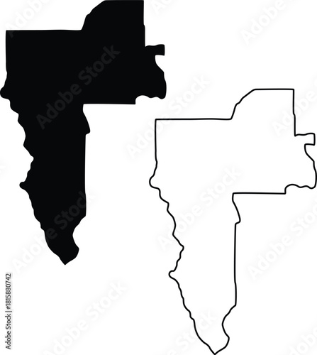 Map of Nez Perce County Idaho USA Silhouette Flat and Outline Design