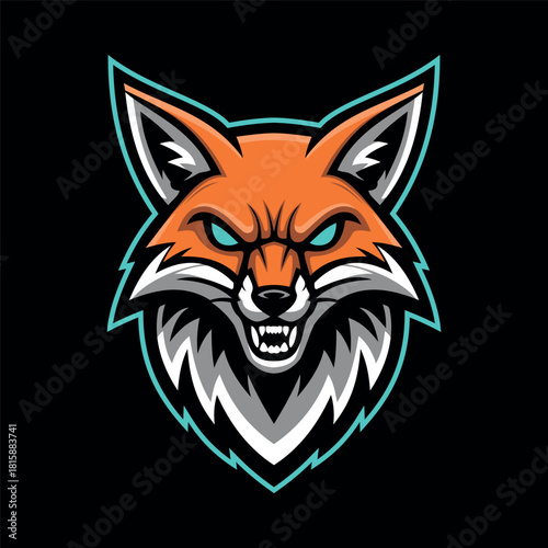 Fox Face Character e-Sport Logo Vector Template