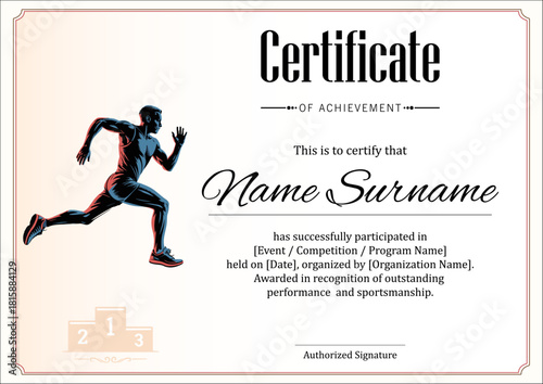 Participation Certificate for Running Events and Marathons