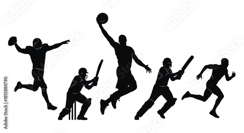 Diverse sports athletes in action silhouette