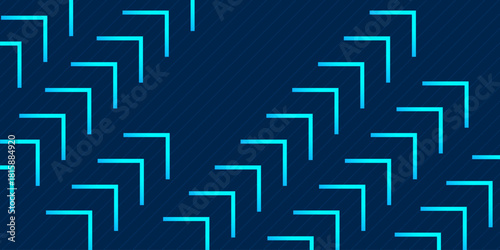 Abstract Digital Technology Background with Seamless Blue Neon Chevron Pattern Representing Data Flow and Progress