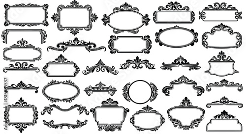 Collection of ornate decorative vintage frames and borders silhouette