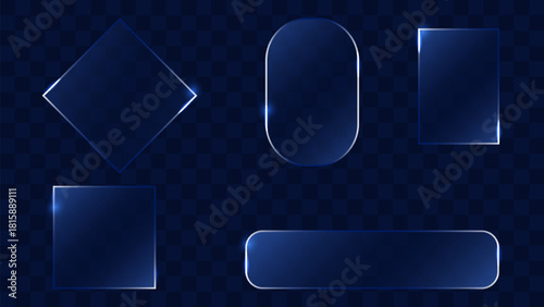 Glassmorphism Design Transparent Glass UI Trend. Element showcasing clarity shiny effect and blur Ideal for web design marketing and digital interfaces. Vector illustration.