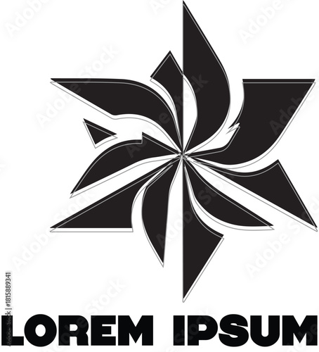 symmetrical bloom artwork, abstract design element artistic mandala emblem.