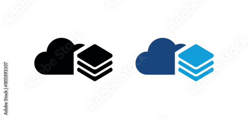 Cloud Data Storage Icon for File Management, Digital Backup, Network Access, SaaS Platform, Cybersecurity, Remote Sync, IT Infrastructure, Online Hosting, and Enterprise Computing