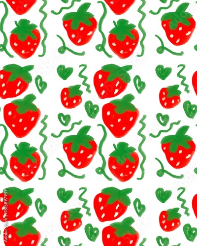 Simple Strawberry Doodle Seamless Print