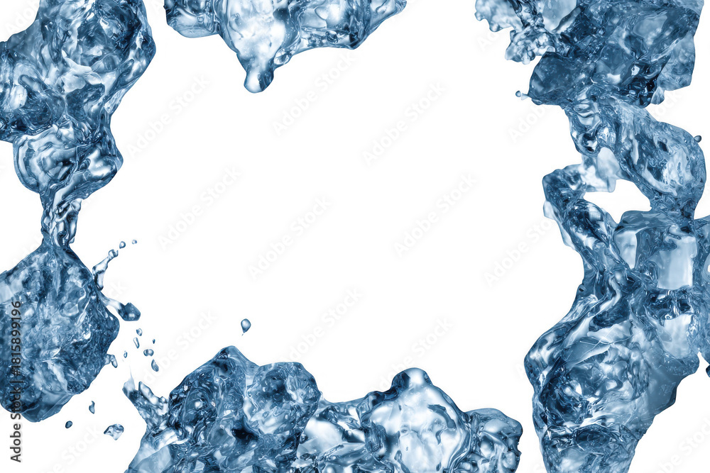 Fototapeta premium Rectangular frame made of ice isolated on white background 