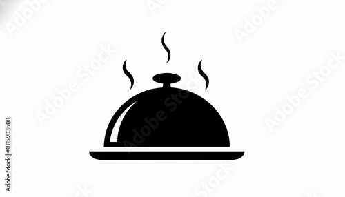 restaurant cloche icon on white background, Cover Serving Dish 