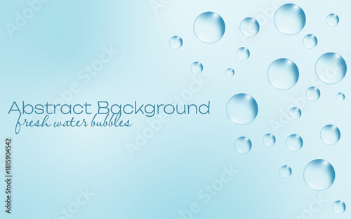 Blue fresh water bubbles. abstract background for products containing natural elements