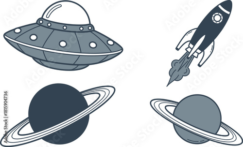 Set of space icons.