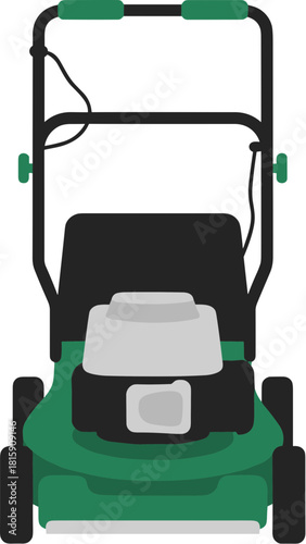 Green push lawn mower vector illustration isolated on a white background.