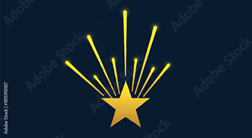 Golden Starburst Icon Design for Celebrations, Achievements, and Festive Events on Dark Background