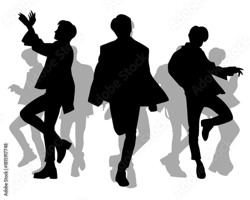 Handsome man silhouette, male idol group standing, icon isolated on white background, vector illustration 2
