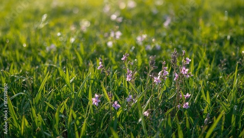 Beautiful Wildflowers Bloom in a Sunny Meadow During Springtime