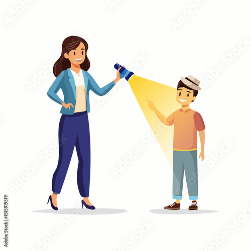 Guidance with light shows Mentor illuminating path for Junior