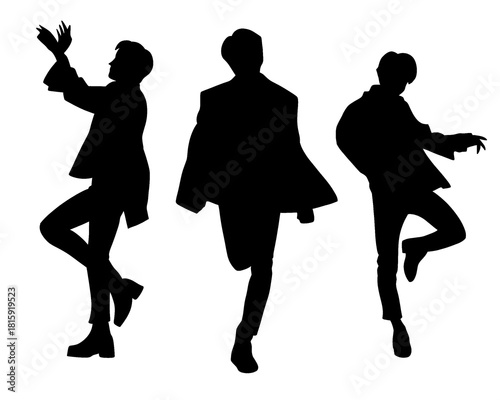 Handsome man silhouette, male idol group standing, icon isolated on white background, vector illustration 1
