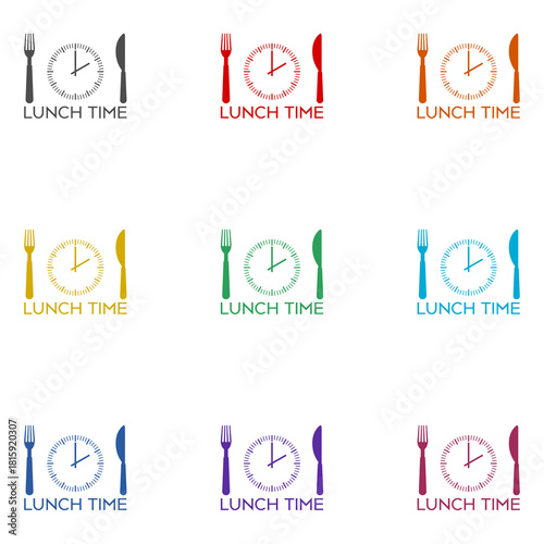 Lunch time design. Menu  icon isolated on white background. Set icons colorful