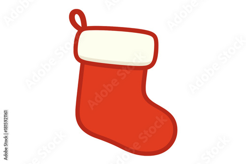 Festive Stocking Icon. Red Christmas stocking icon, with a white cuff, hangs invitingly. It suggests warmth and tradition, ready to be filled with gifts. The bold. Vector illustration