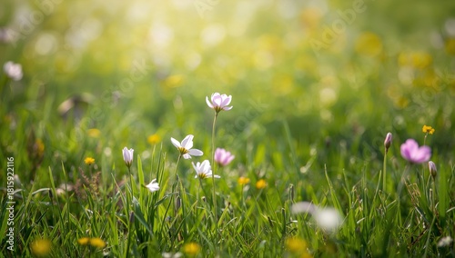Beautiful Wildflowers Bloom in a Sunny Meadow During Springtime