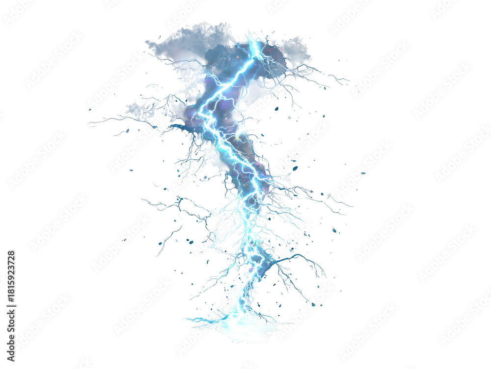 Fototapeta premium Thunder isolated on white background