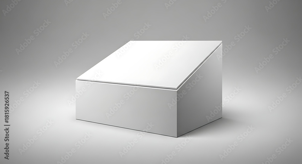 Fototapeta premium Minimalist White Box Mockup with Angled Top for Display.