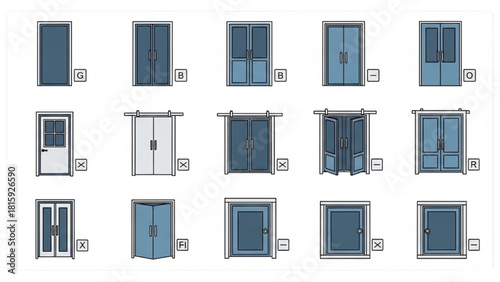 Architectural Styles A Colorful Collection of Doorway Icons & Elements