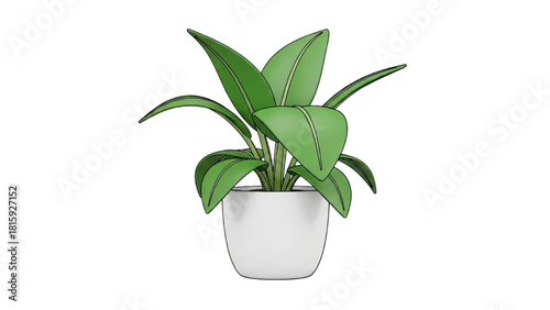 Green Potted Plant Illustration for Interior Design or Decor