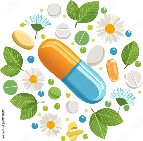 seamless pattern with medicine