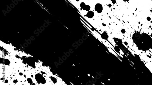 Black paint splash in a chaotic design. Abstract vector illustration with dynamic strokes and messy texture for creative use.