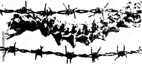 Black barbed fence vector illustration. Simple and flat design in a modern style.