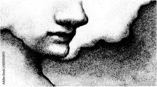 Antique engraving print with hand-drawn silhouette style. Vintage vector illustration focusing on black and white texture.