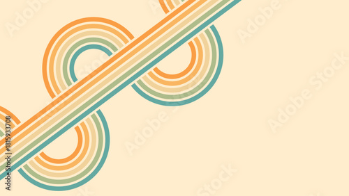 Abstract background of rainbow groovy Wavy Line design in 1970s Hippie Retro style. Vector pattern ready to use for cloth, textile, wrap and other.