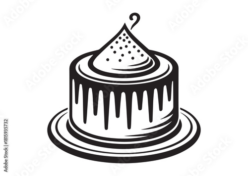 Powder cake Line art vector